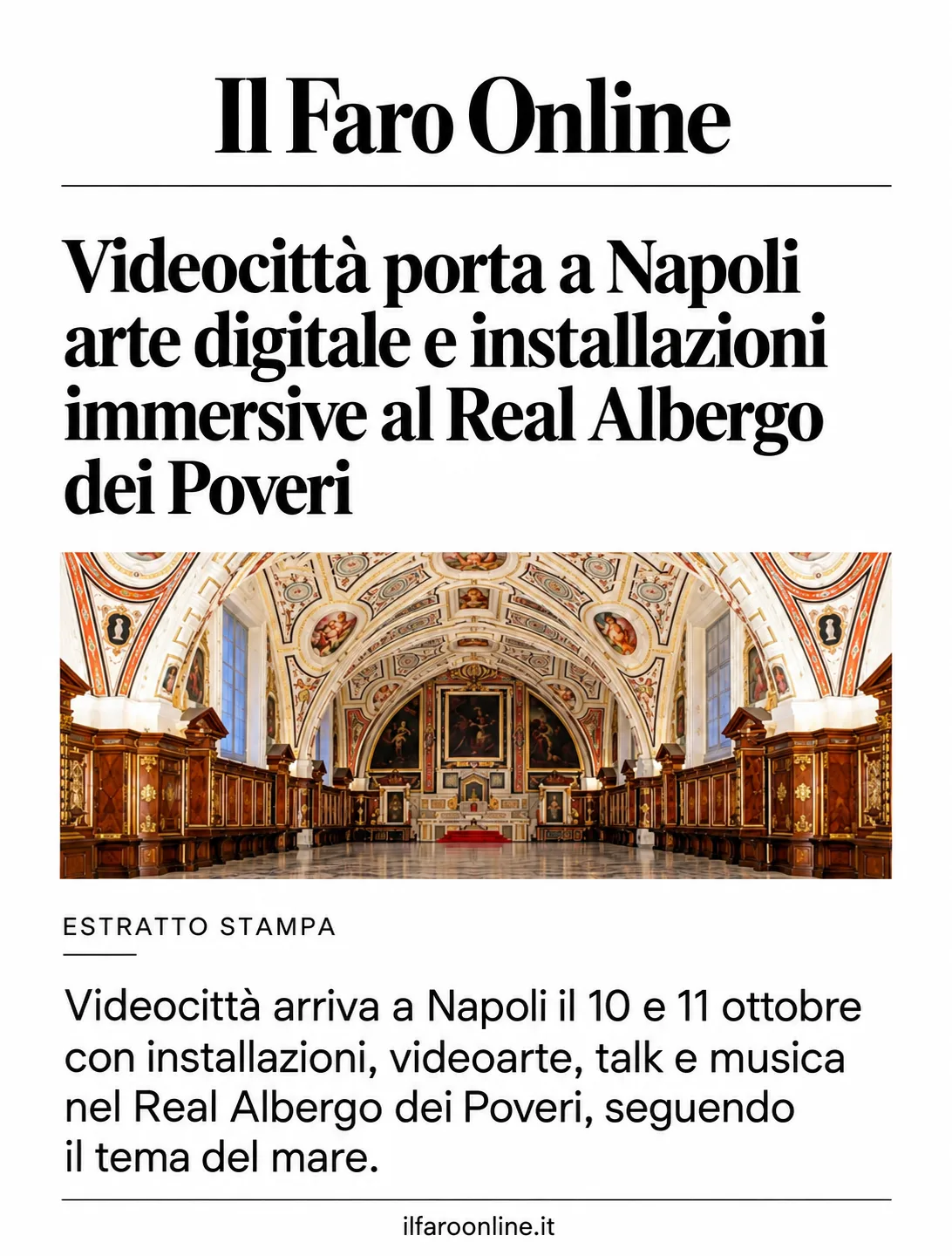 Il Faro Online — Videocittà Napoli press clipping